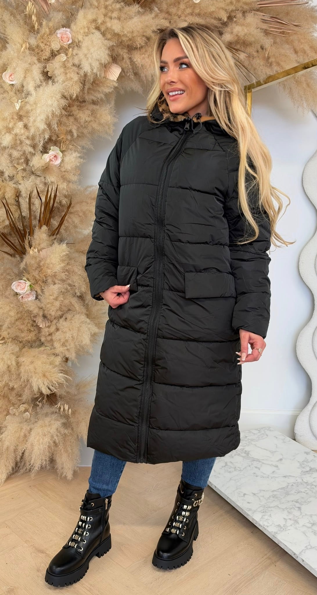 SENNA REVERSIBLE WINTERCOAT 8715 BLACK/LEO