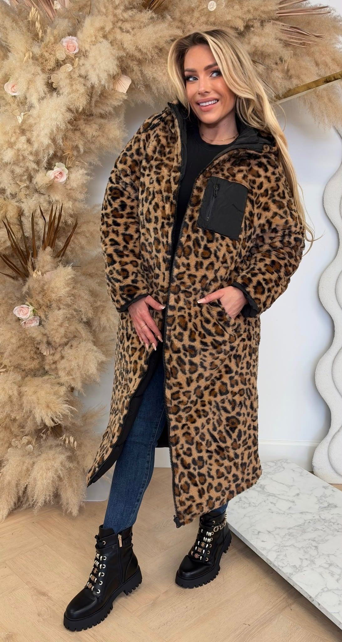 SENNA REVERSIBLE WINTERCOAT 8715 BLACK/LEO