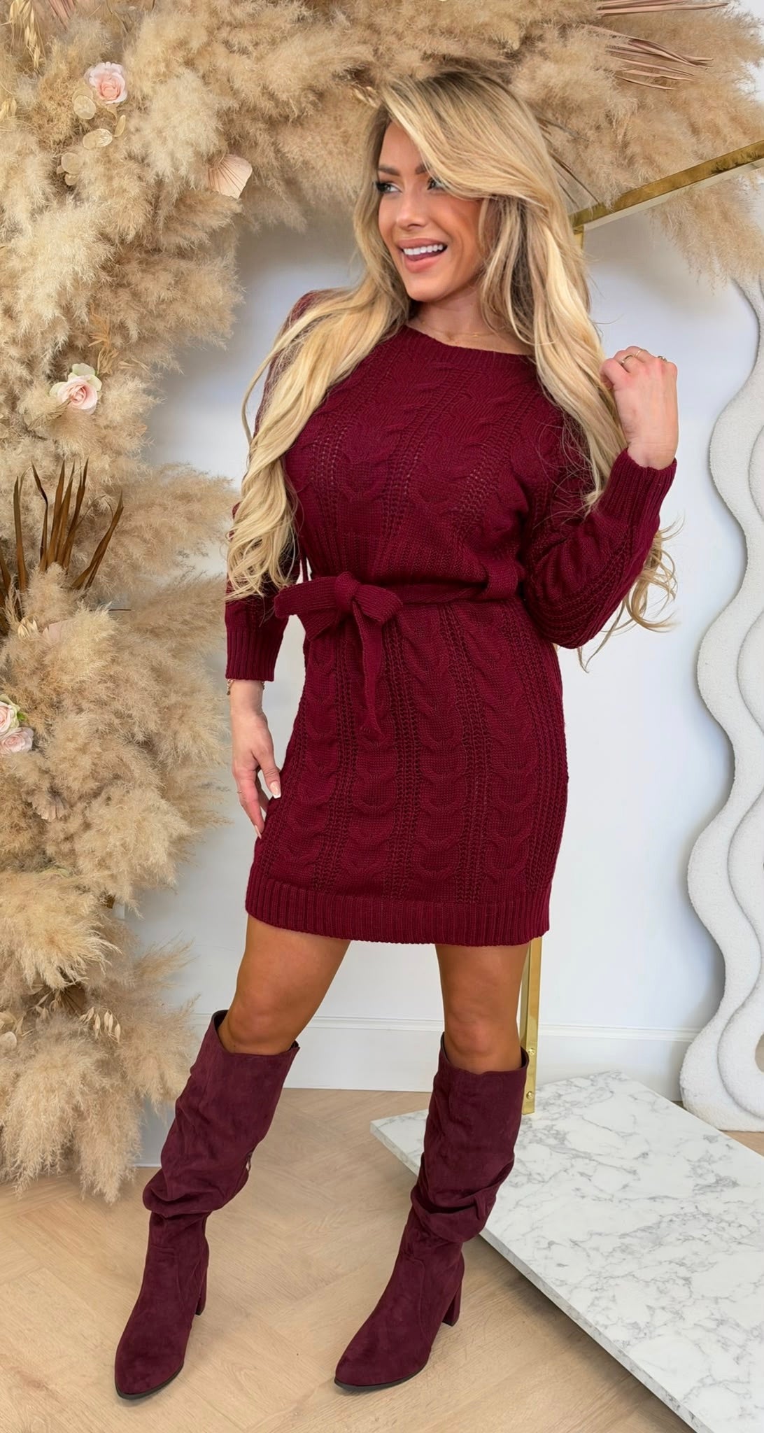 BESTSELLER KABEL DRESS BORDEAUX