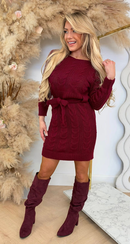 BESTSELLER KABEL DRESS BORDEAUX
