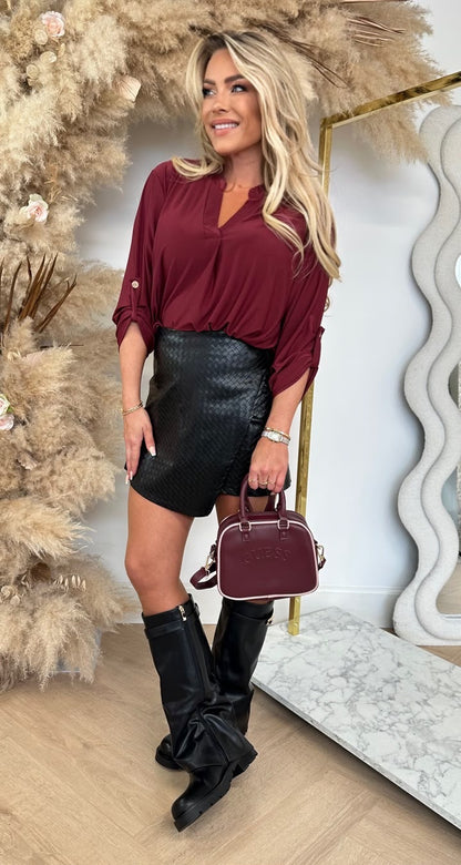 NILO V HALS FLOWY BASIC TOP BORDEAUX