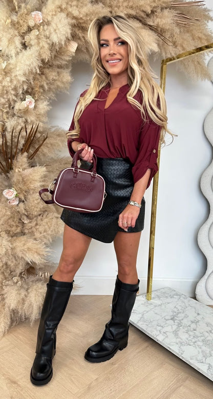 NILO V HALS FLOWY BASIC TOP BORDEAUX
