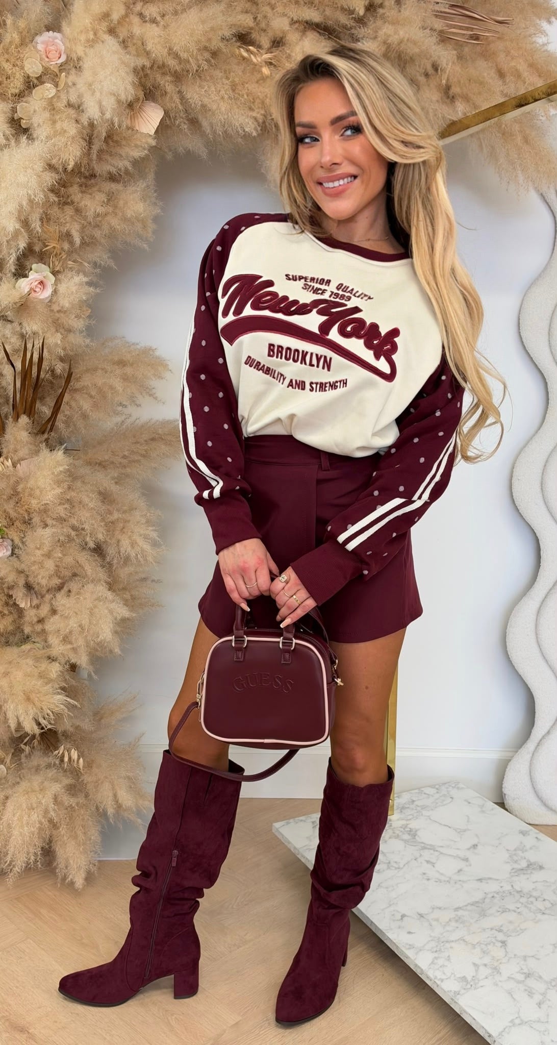 NY BROOKLYN DOTS SWEAT 8011656 BORDEAUX