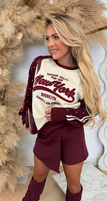 NY BROOKLYN DOTS SWEAT 8011656 BORDEAUX