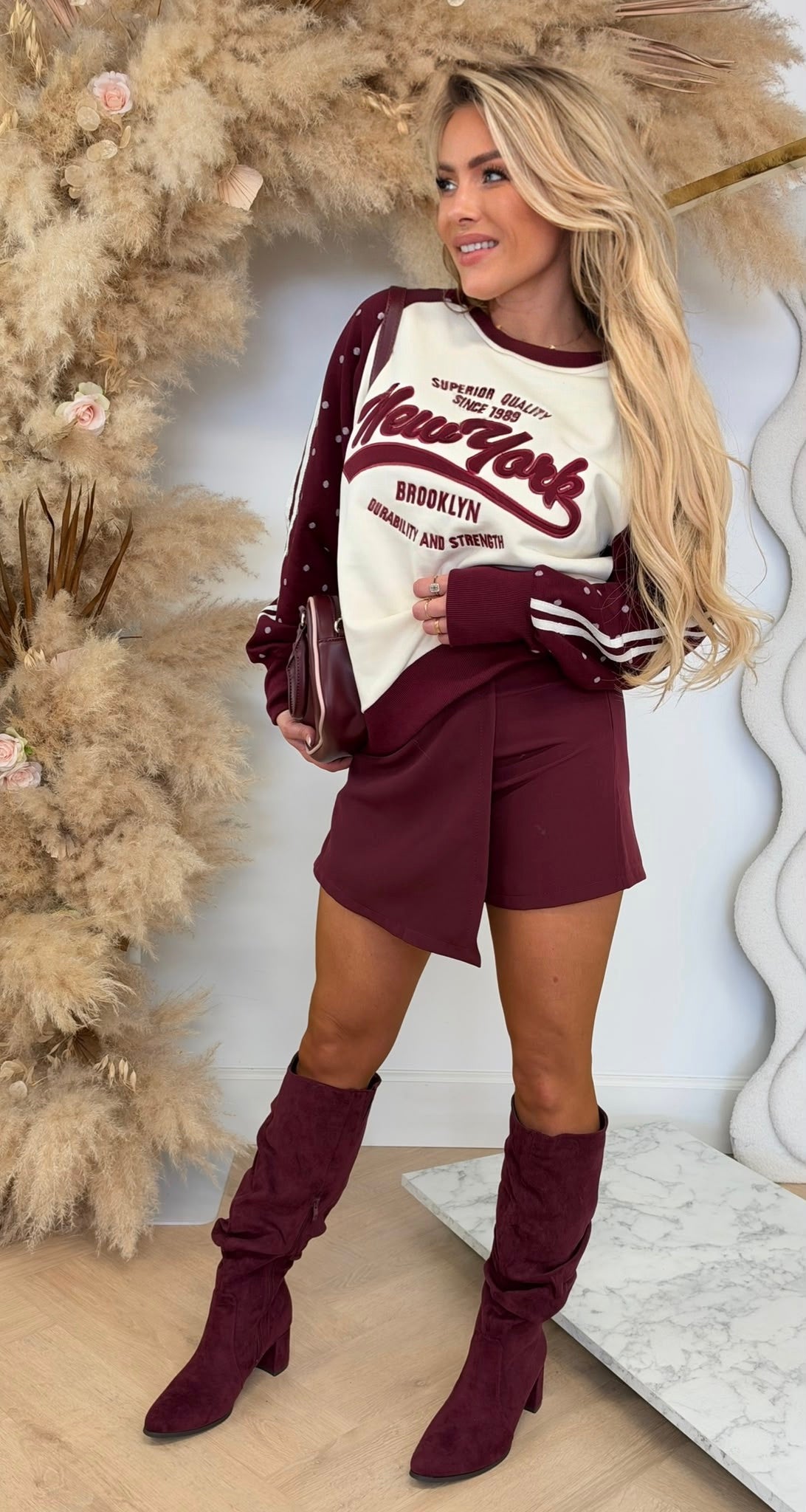 NY BROOKLYN DOTS SWEAT 8011656 BORDEAUX