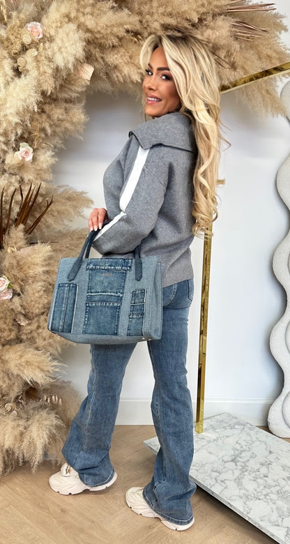 STRIPE SLEEVE SWEAT 5671 GREY