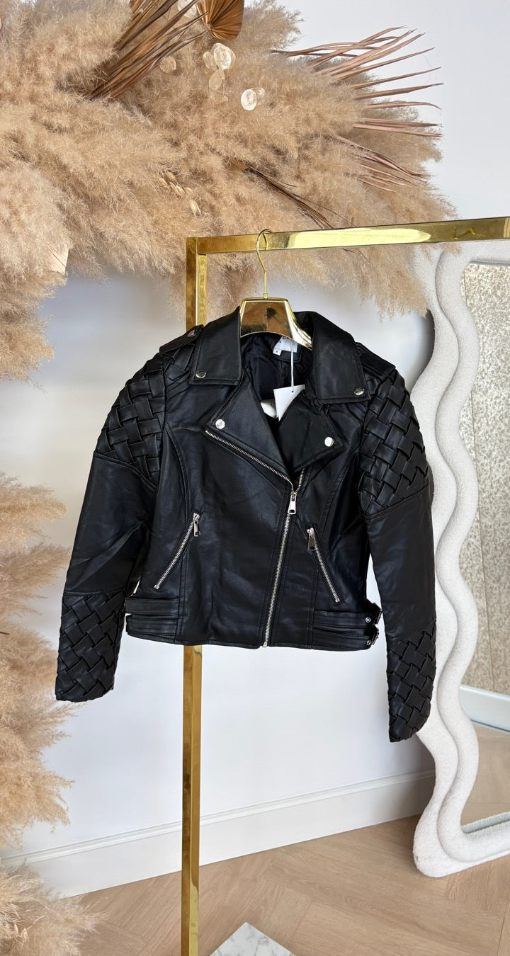 WAVE LEATHER LOOK JACKET 6601 BLACK