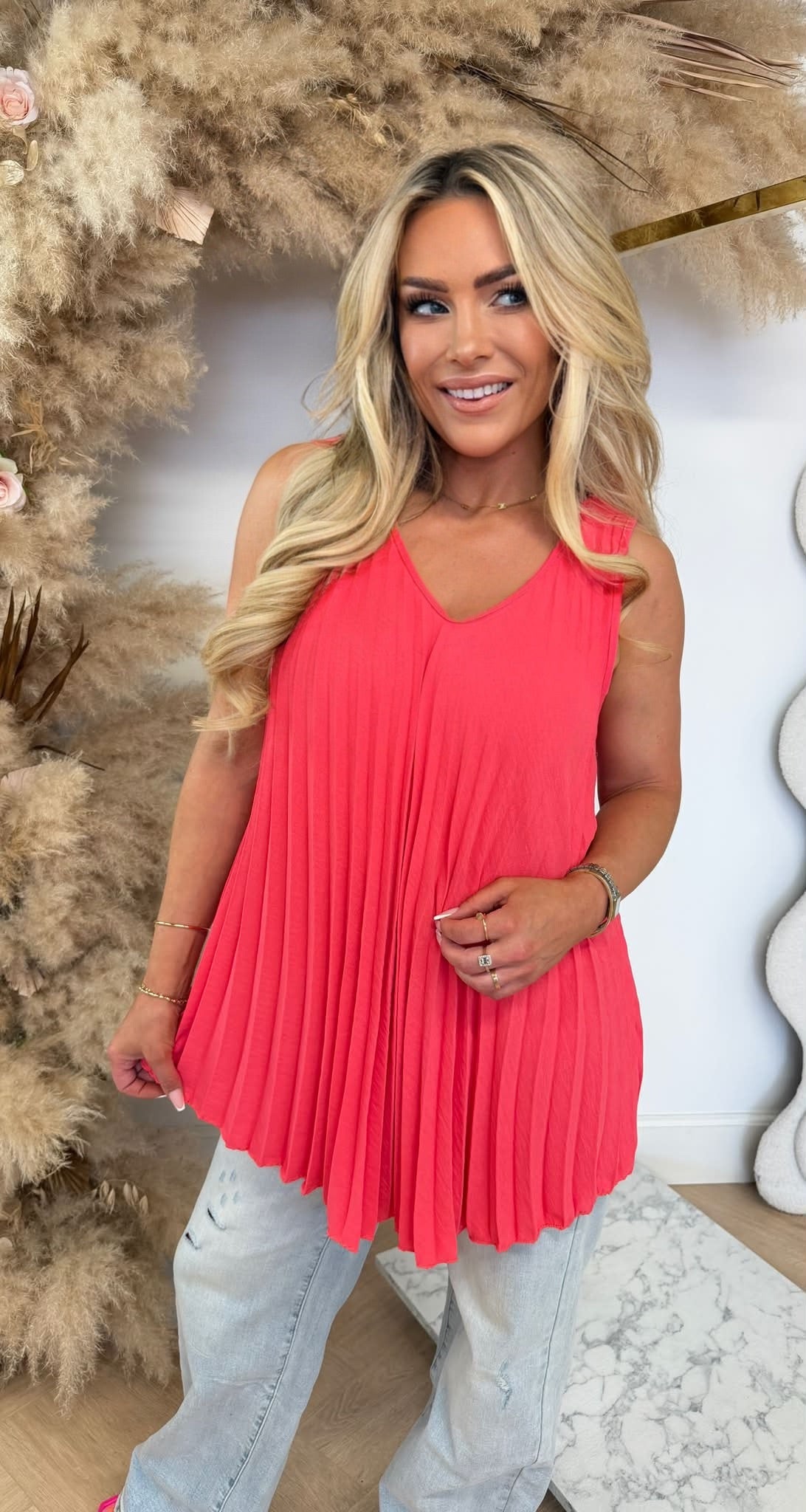 PERFECT PLISSE TOP CORAL