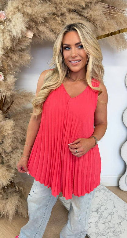 PERFECT PLISSE TOP CORAL
