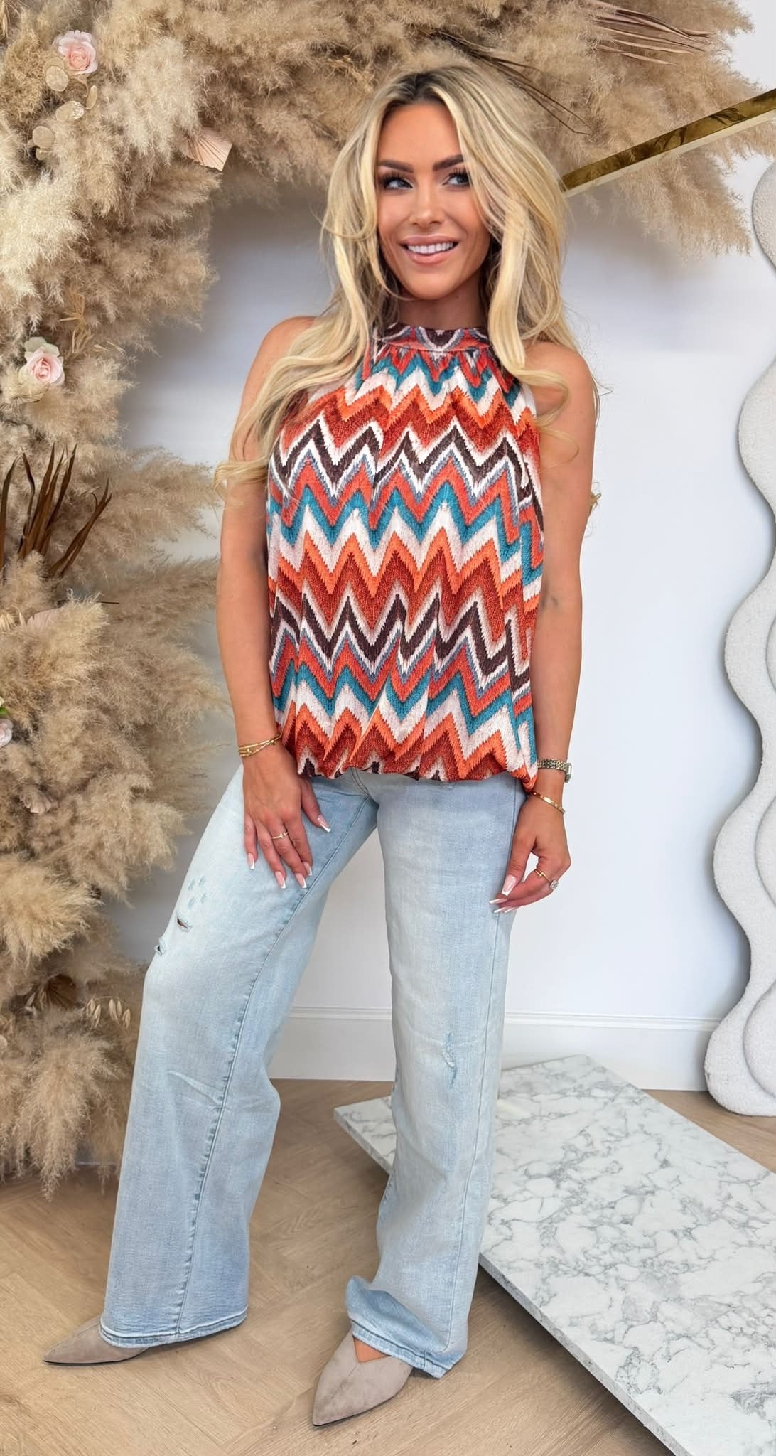 2 KANTEN DRAAGBARE TOP ZIGZAG ORANGE