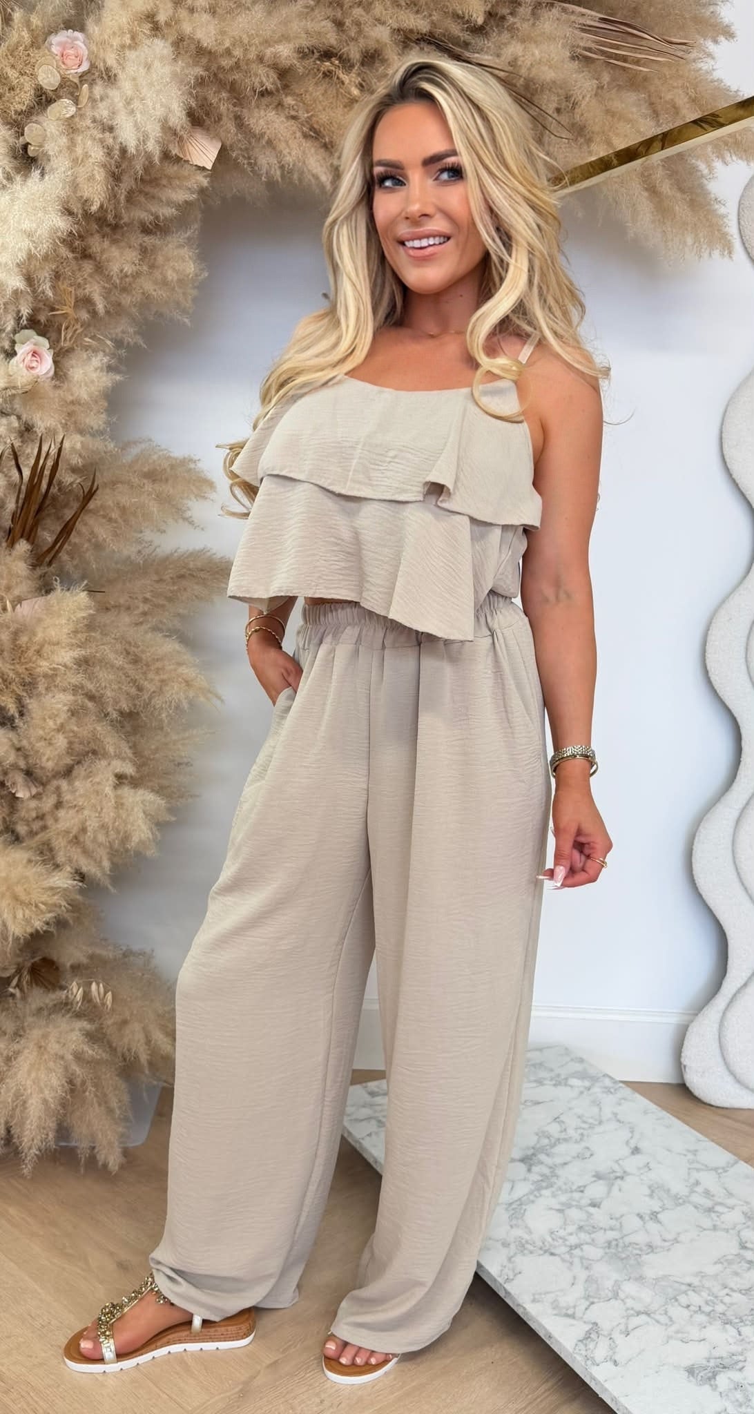 RUFFLY 2 PIECE SET BEIGE