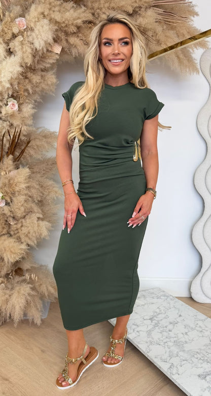 GOLDY RIB MAXIKLEID ROSA