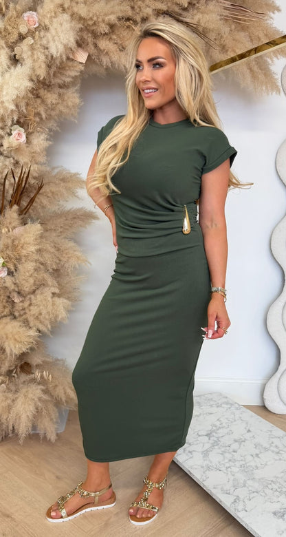 GOLDY RIB MAXIKLEID ROSA