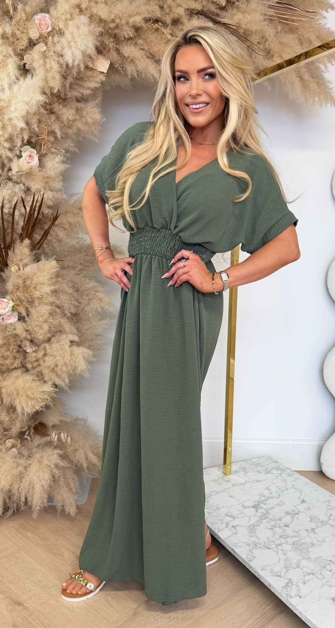 BORDY DRESS ARYMGREEN