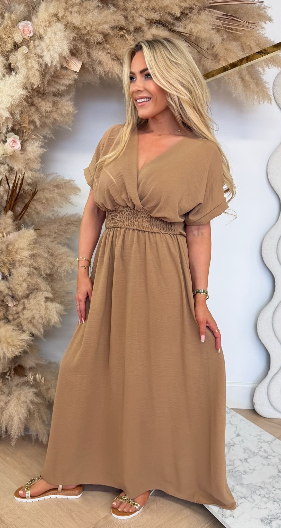 BORDY DRESS CAMEL