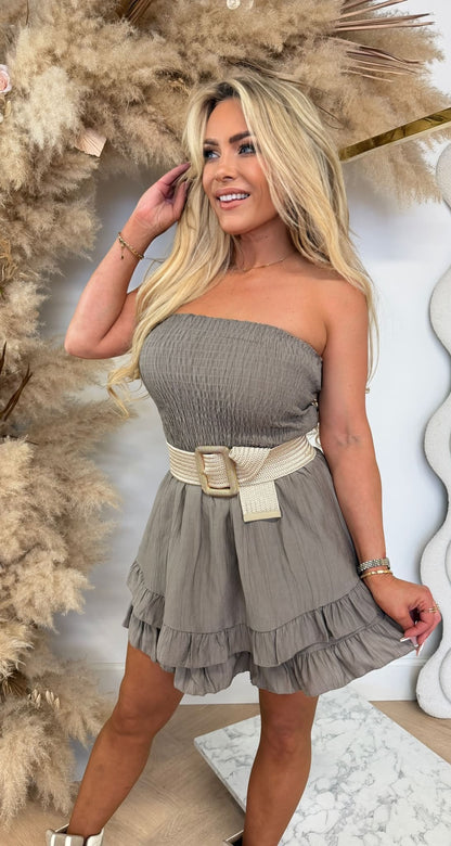 LOES MOUSSELINE PLAYSUIT TAUPE