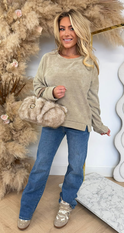 VELVET RIB SWEAT BEIGE