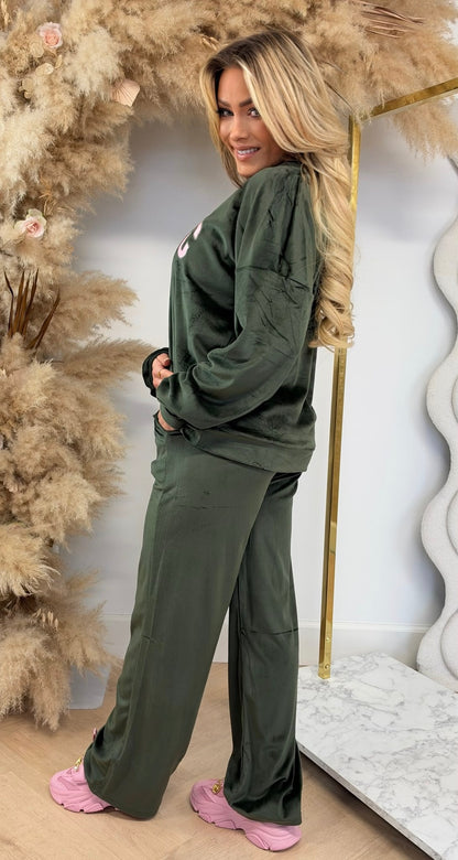 BEST ICONIC VELVET SET 1073 ARMYGREEN