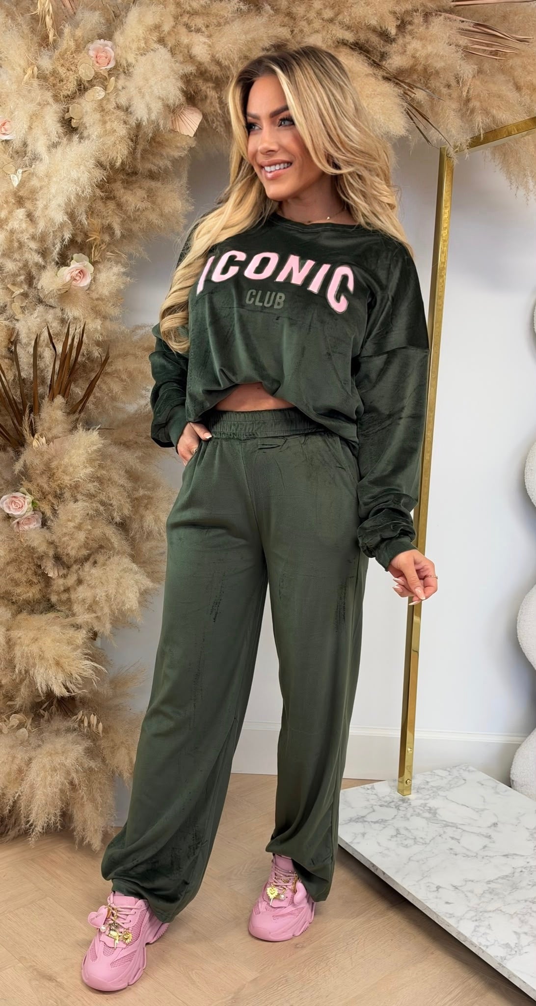 BEST ICONIC VELVET SET 1073 ARMYGREEN