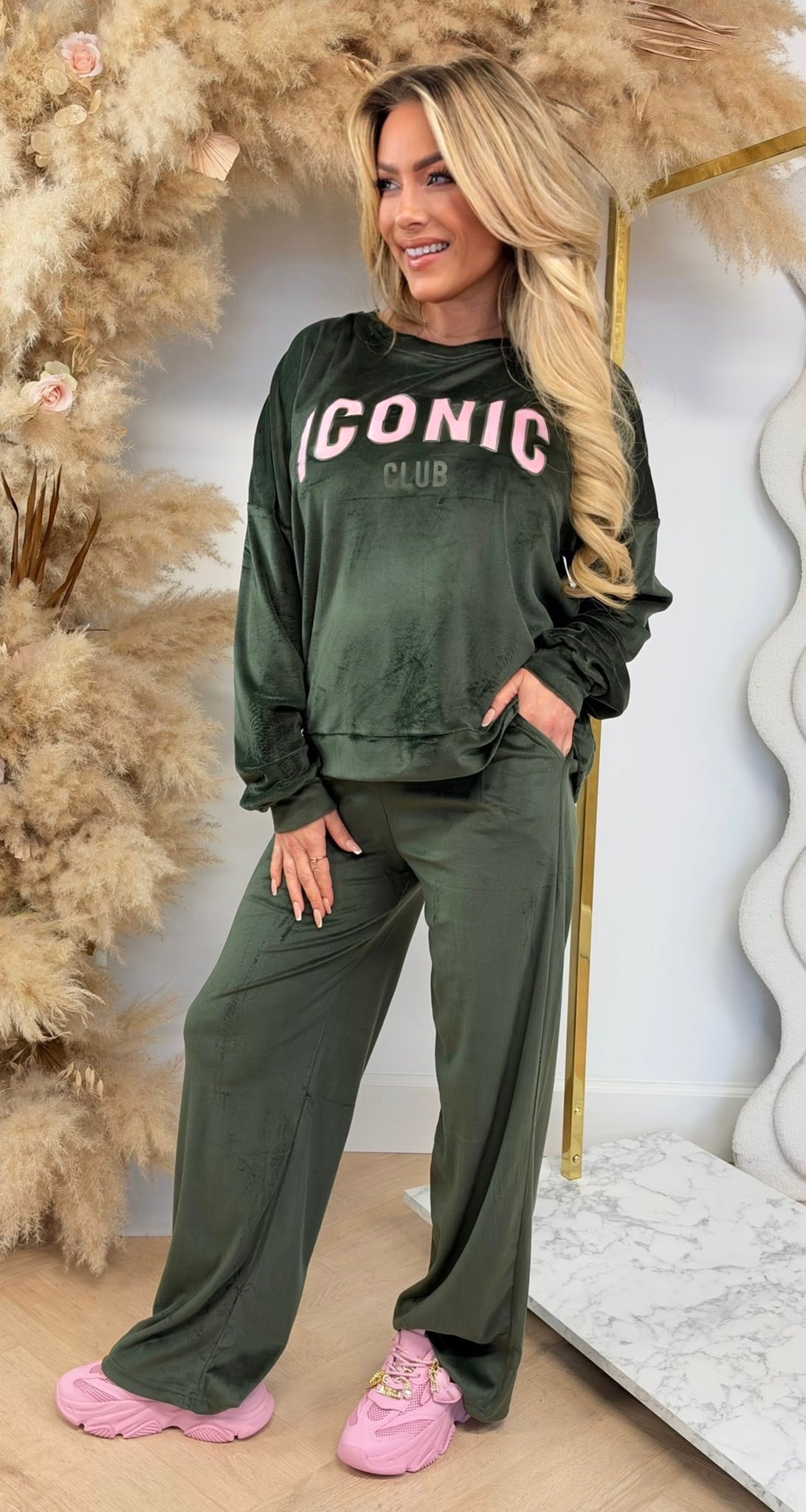 BEST ICONIC VELVET SET 1073 ARMYGREEN