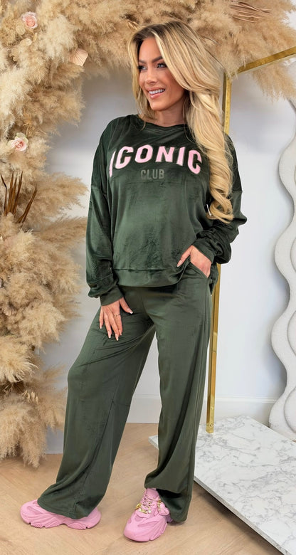 BEST ICONIC VELVET SET 1073 ARMYGREEN