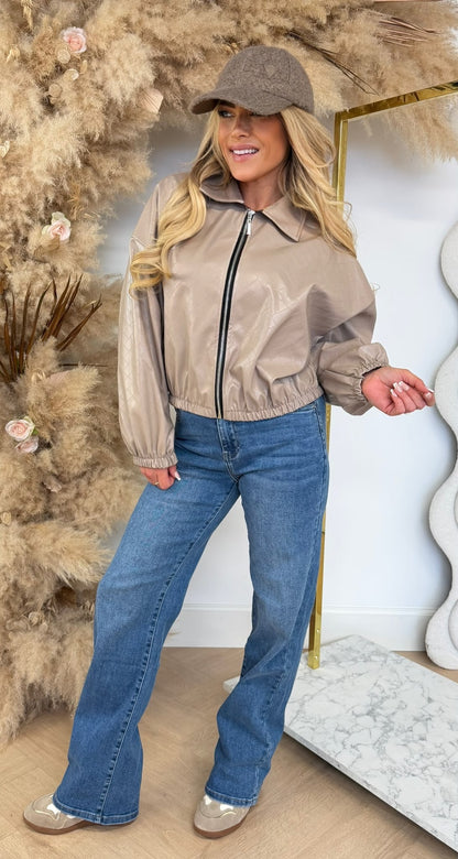 BRAIDED PU LEATHER LOOK JACK TAUPE