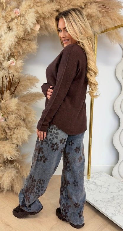 MANON STUDS SWEAT CHOCO