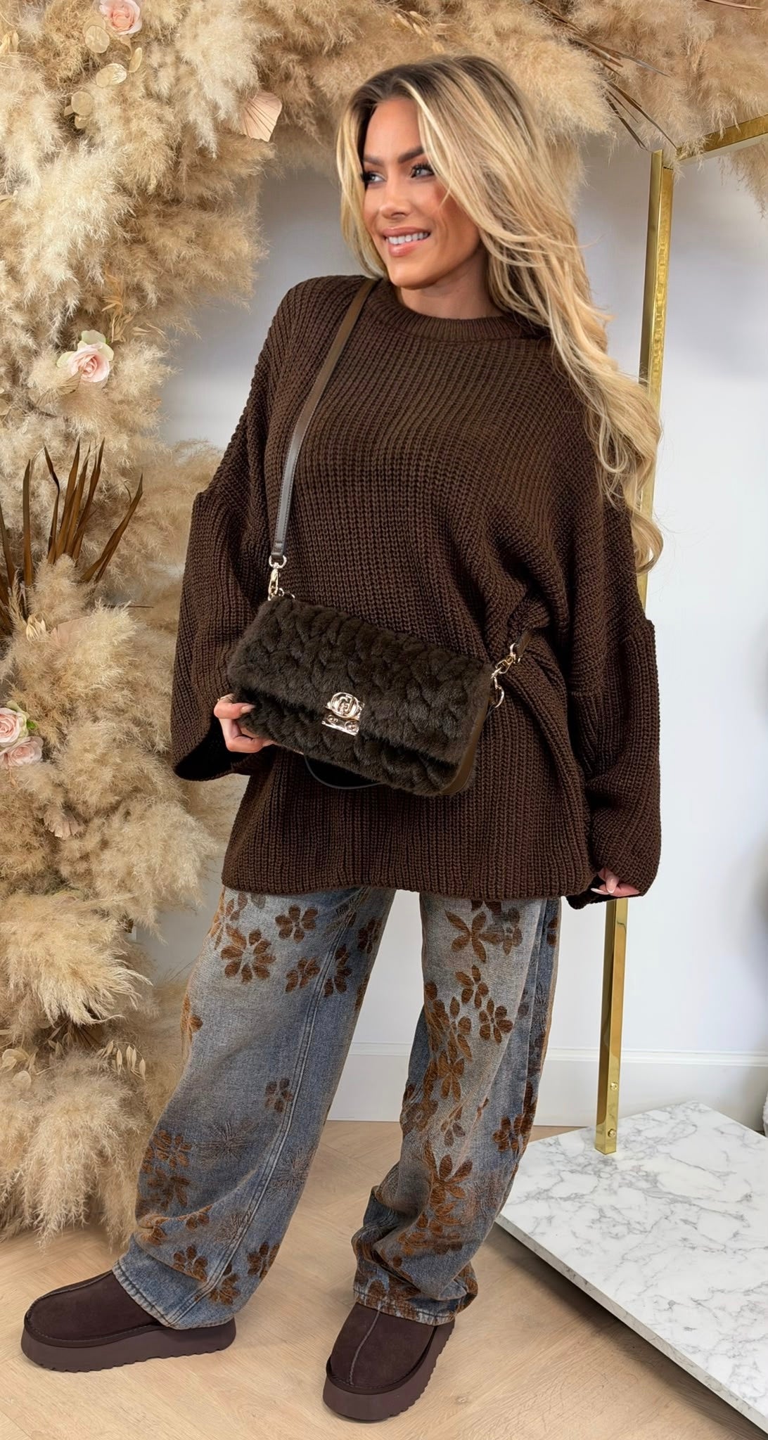 JOY OVERSIZED KNITTED SWEAT CHOCO