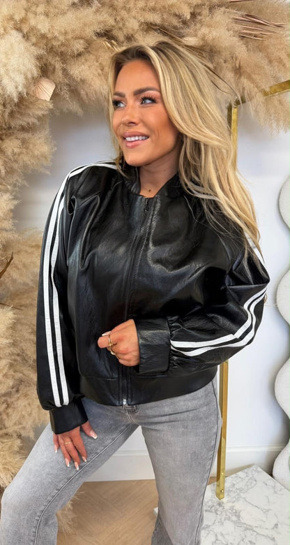 LEATHER LOOK STRIPE JACK BLACK