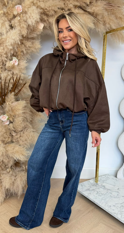 MILS SUEDE LOOK OVERSIZED VEST CHOCO