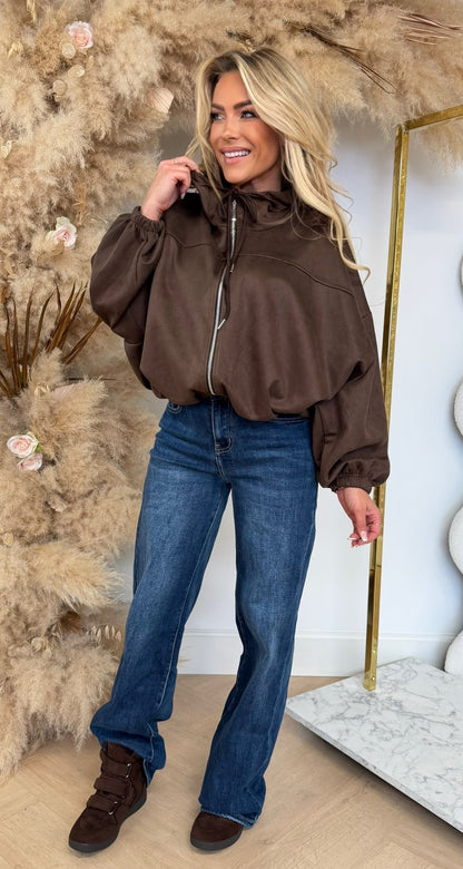 MILS SUEDE LOOK OVERSIZED VEST CHOCO