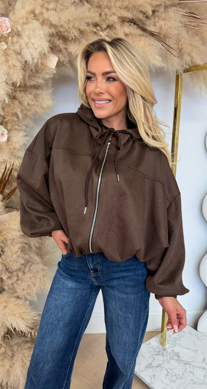 MILS SUEDE LOOK OVERSIZED VEST CHOCO