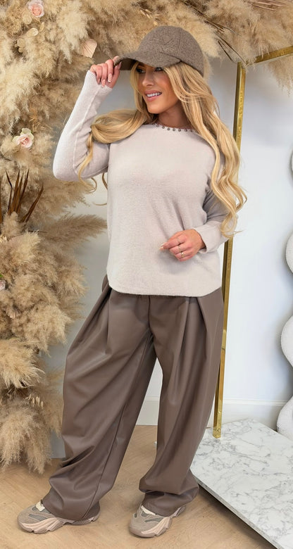MANON STUDS SWEAT LIGHTBEIGE