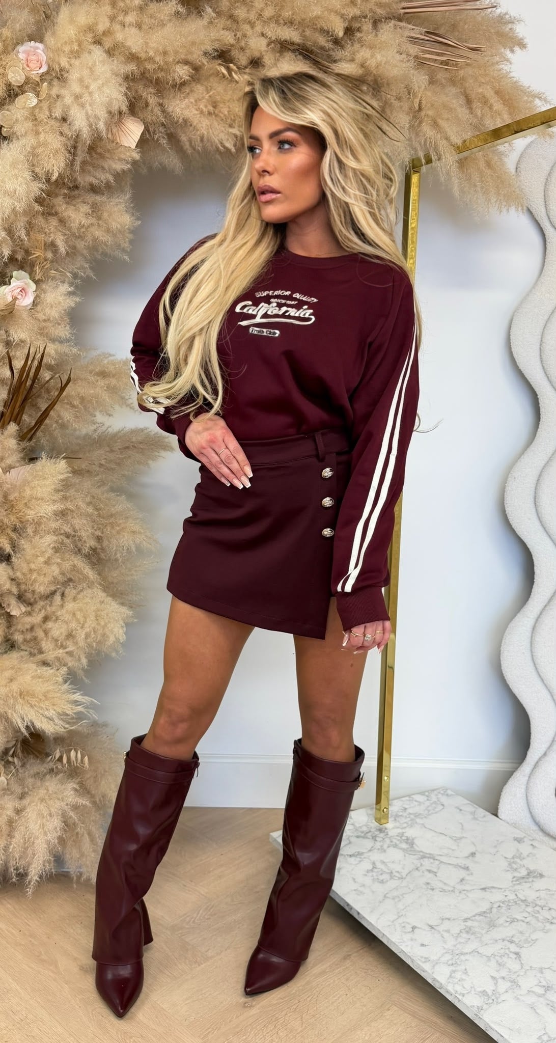 TRUTH CLUB STRIPE SWEAT 8011657 BORDEAUX