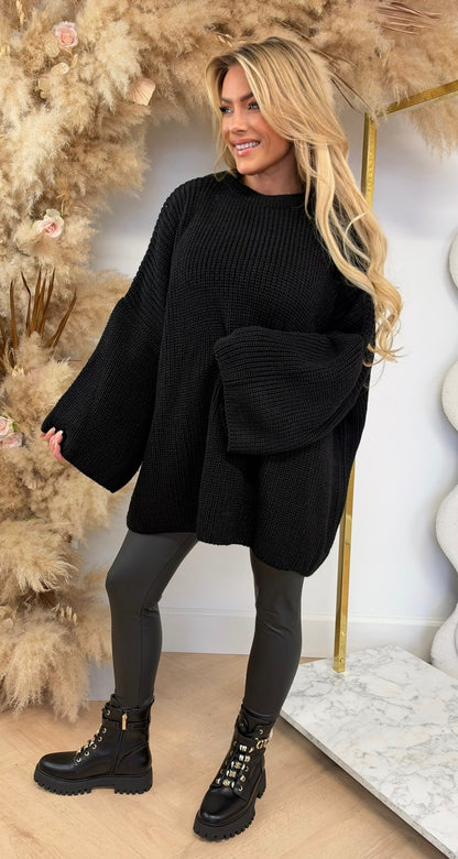 JOY OVERSIZED KNITTED SWEAT BLACK