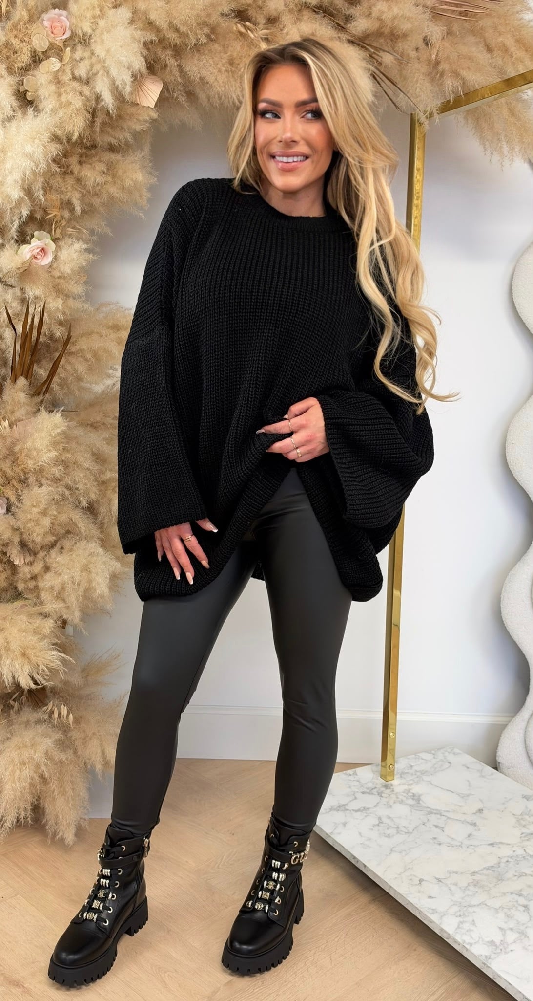 JOY OVERSIZED KNITTED SWEAT BLACK