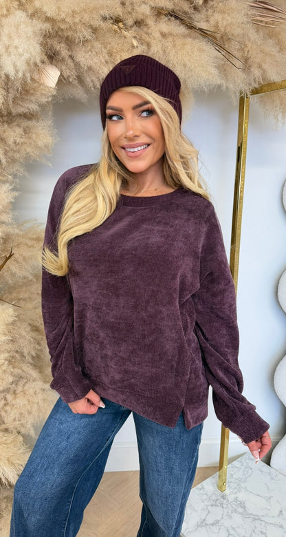 VELVET RIB SWEAT DEEPPURPLE