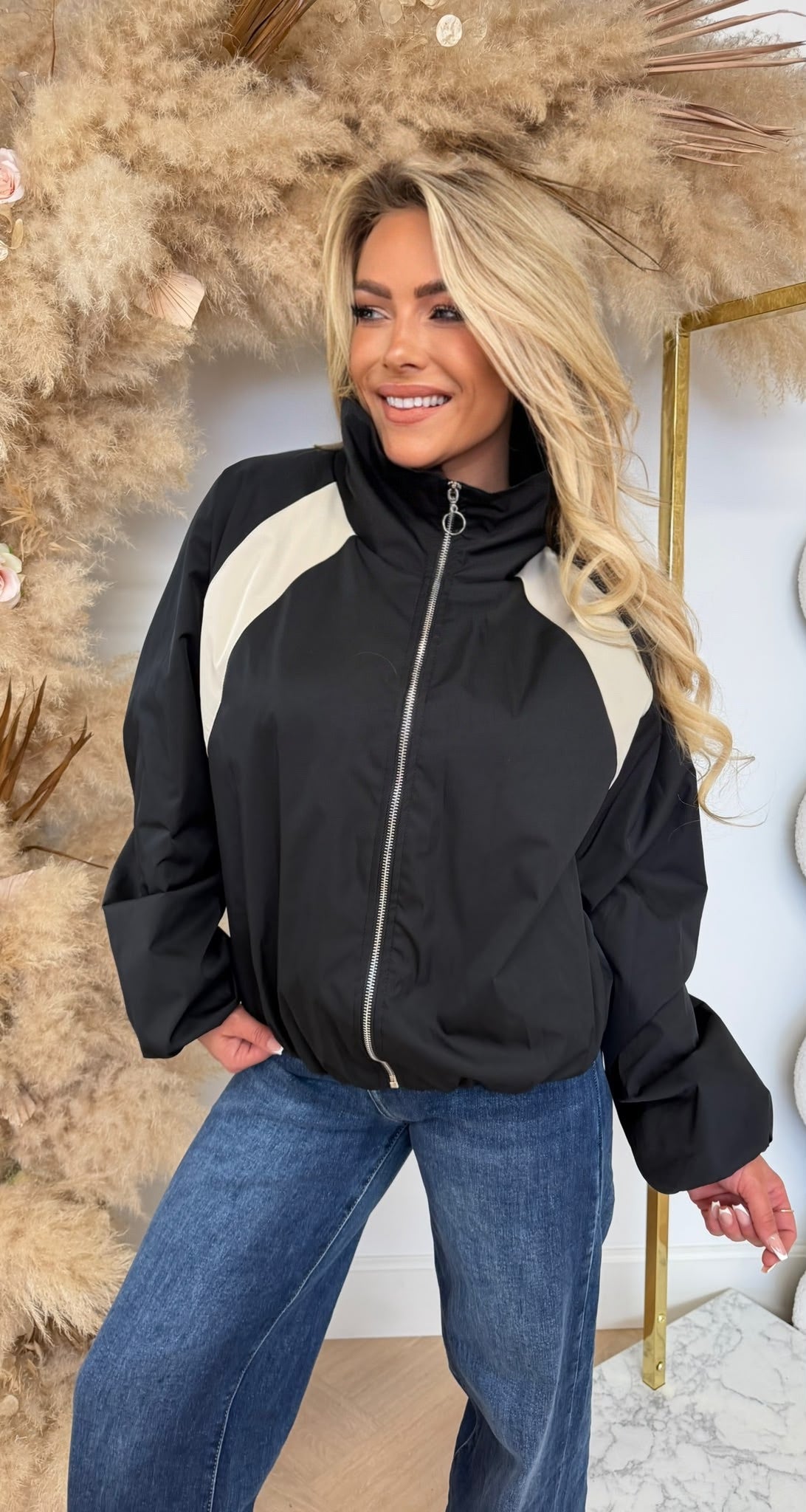 BOMBER STRIPE JACKET BLACK