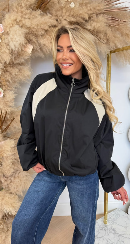 BOMBER STRIPE JACKET BLACK