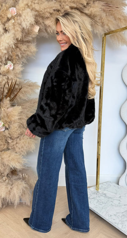 BOMBER FUR JACKET 7237 BLACK