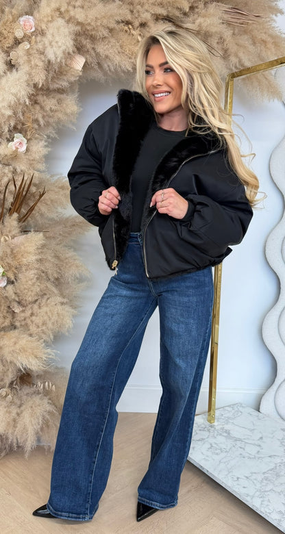 BOMBER FUR JACKET 7237 BLACK