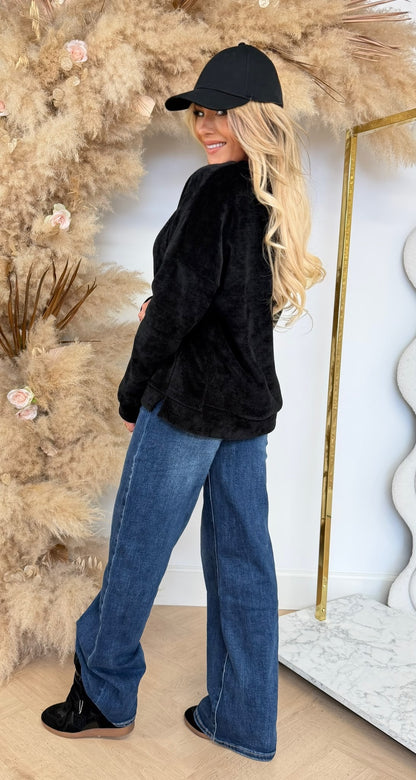 VELVET RIB SWEAT BLACK