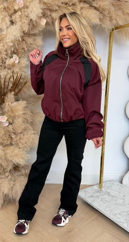 BOMBER STRIPE JACKET BORDEAUX