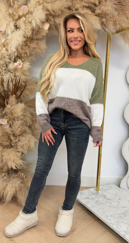 BETTY STRIPE SWEAT OLIVE