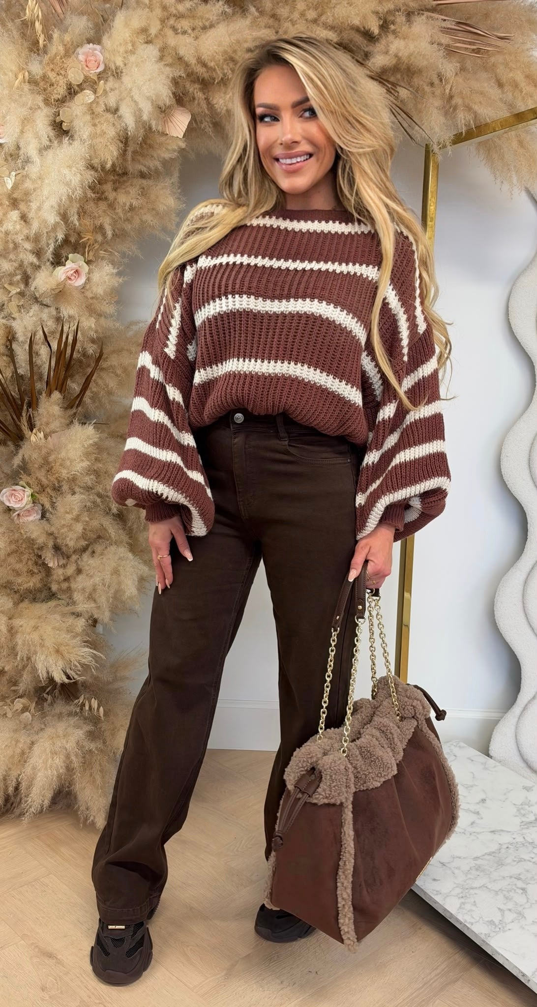 CELINE CROPPED STRIPE SWEAT MAEUVE