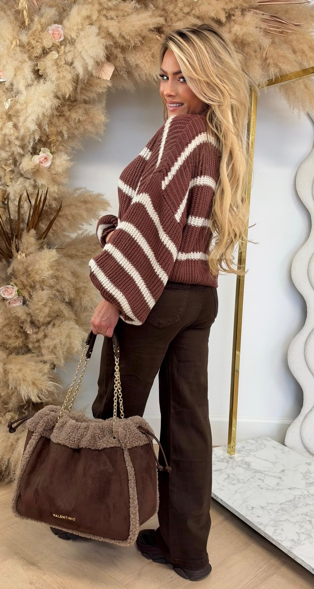 CELINE CROPPED STRIPE SWEAT MAEUVE