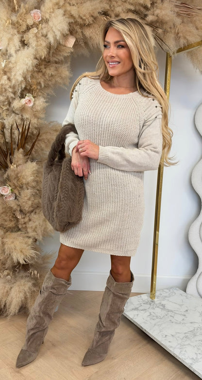 PEARLY KNITTED DRESS BEIGE
