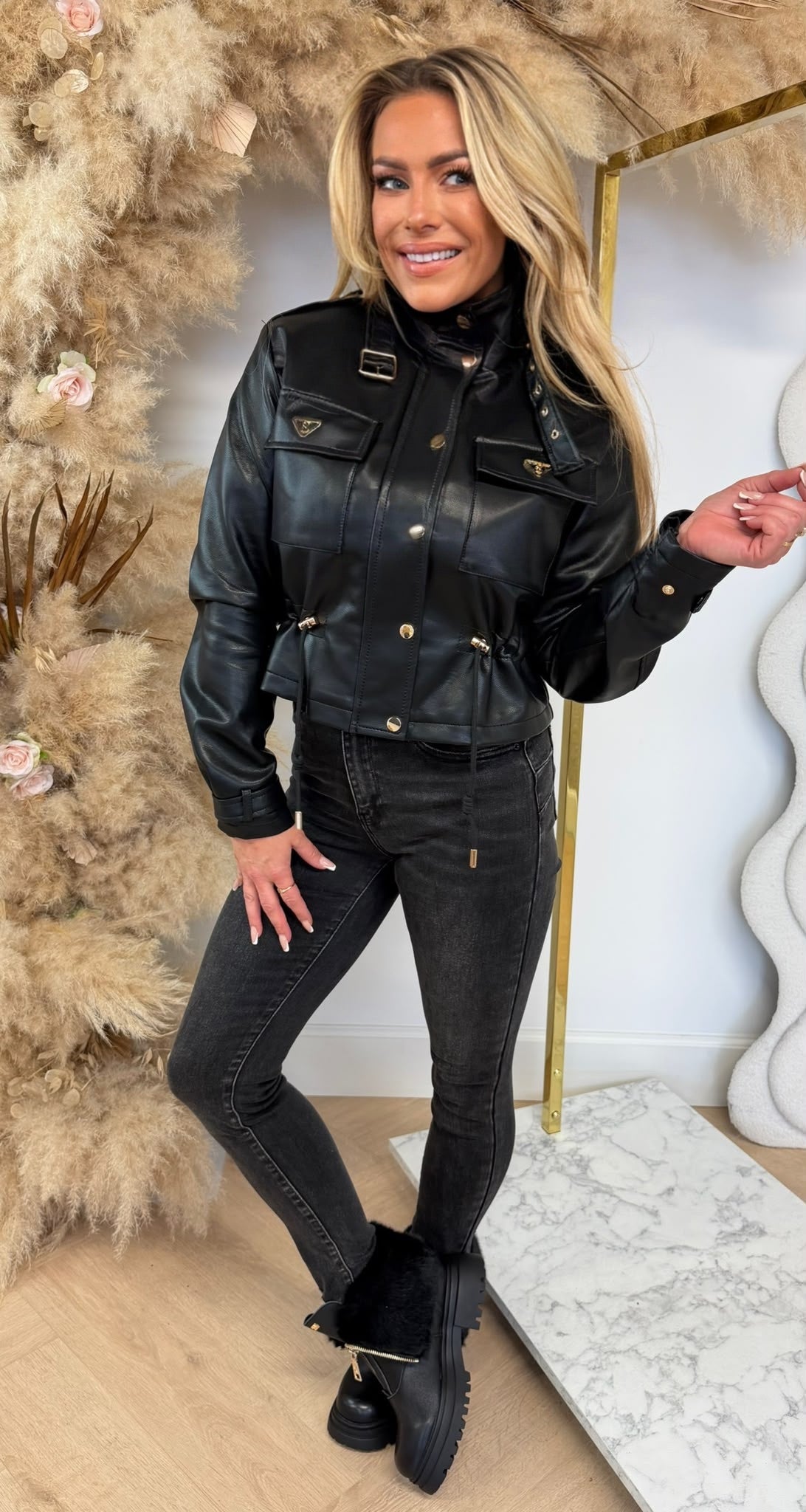 MEGGY LEATHER LOOK JACKET 5639 BLACK