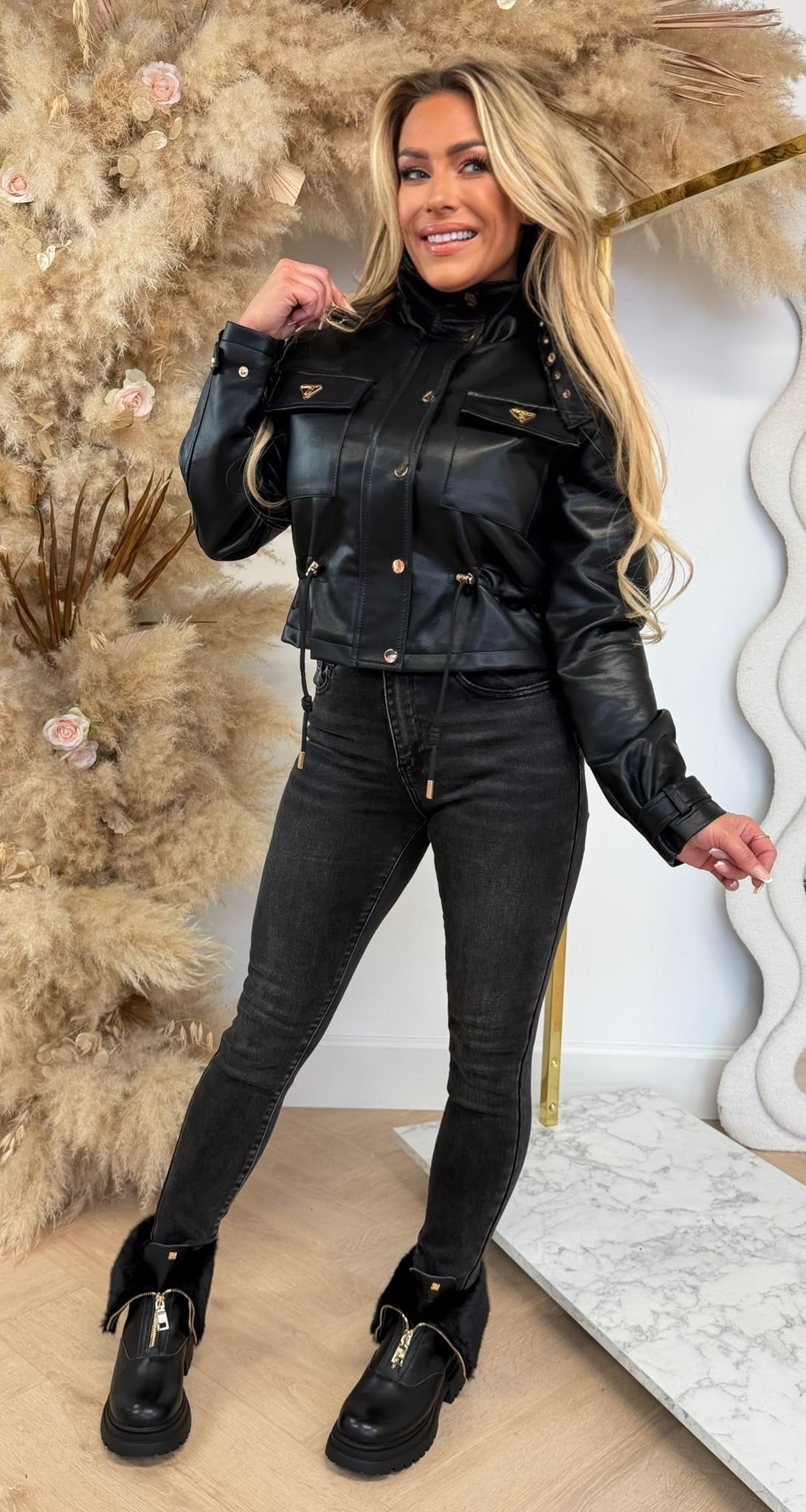 MEGGY LEATHER LOOK JACKET 5639 BLACK