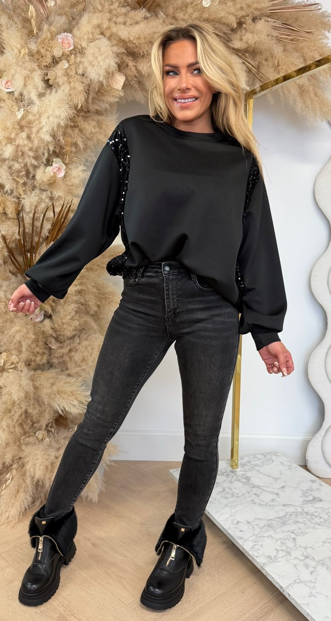 SEQUIN SWEATER BLACK